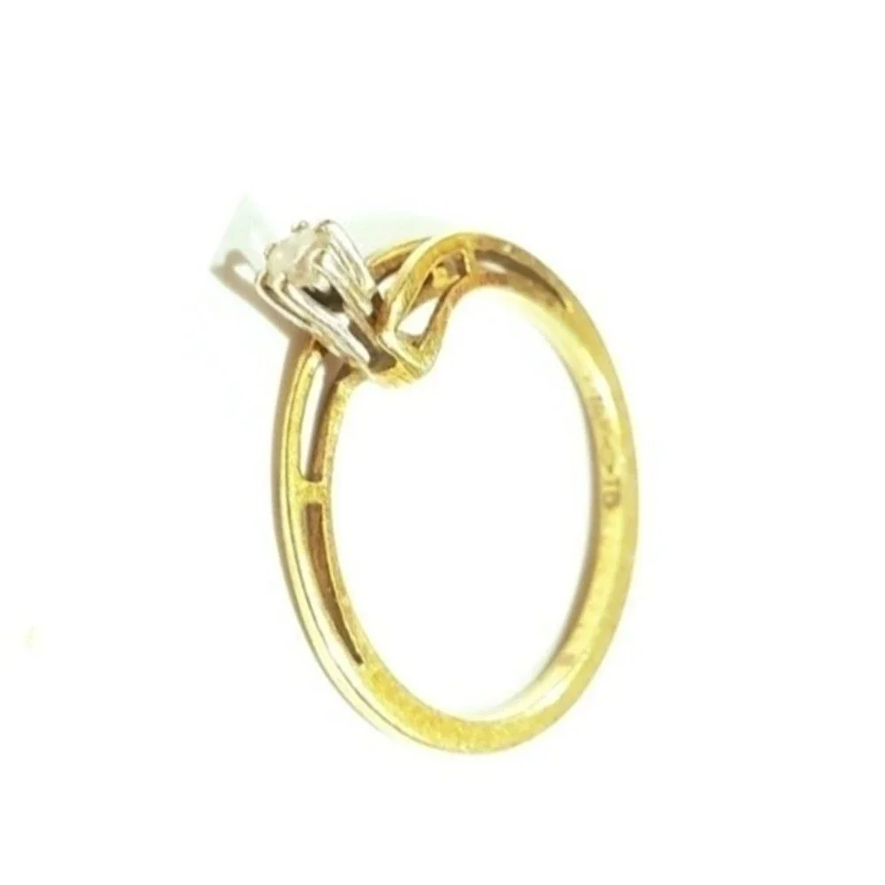 14.18K Yellow Gold Genuine Diamond Solitaire Engagement Wedding Ring Vintage - Picture 3 of 13